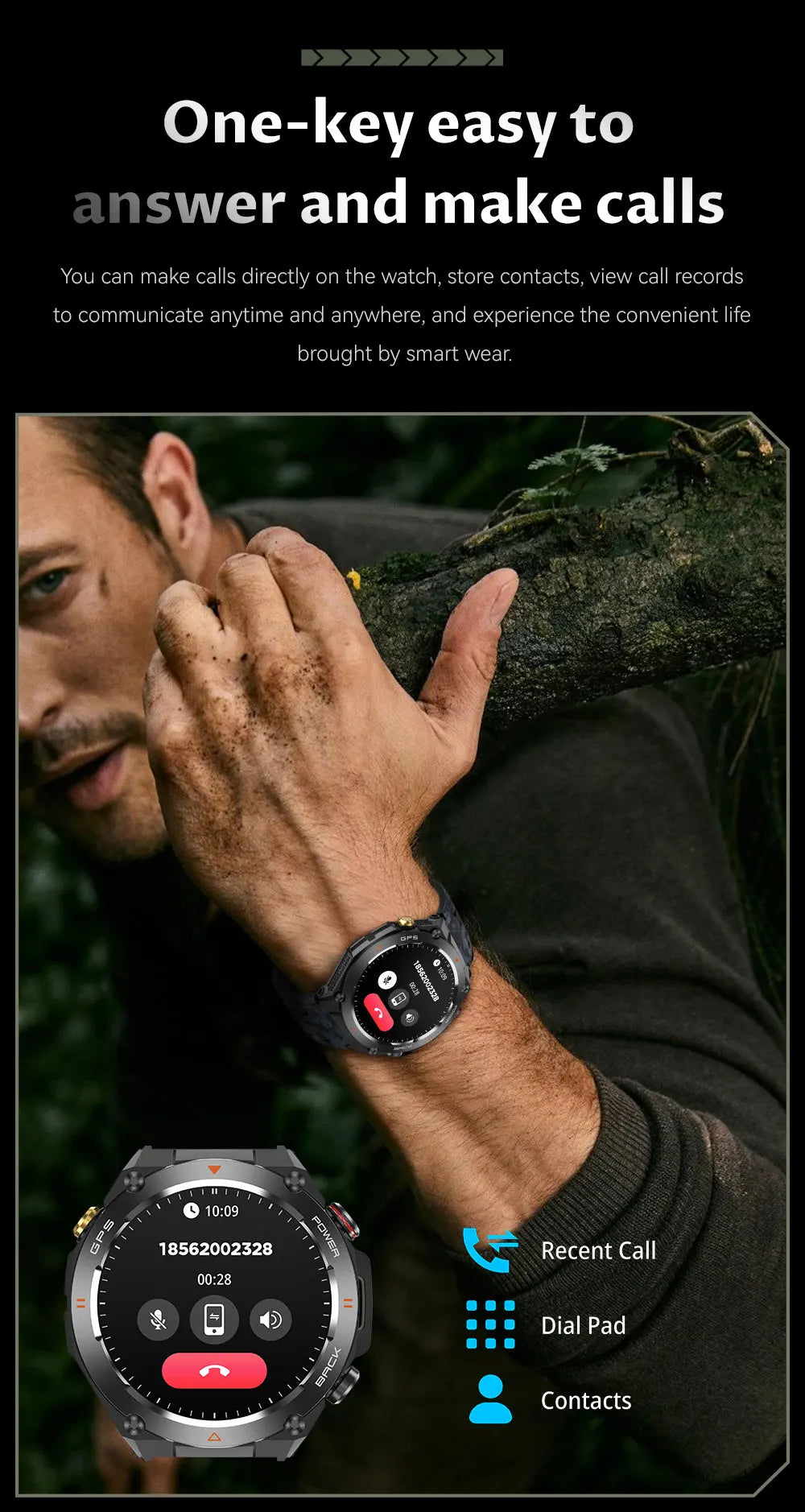 Xiaomi GPS Sports Smart Watch Men Waterproof Fitness Tracker Bluetooth call