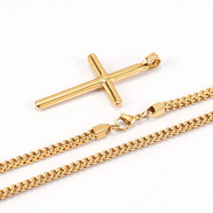 Punk Cross Pendant Link Chain for Men Women 316L Stainless Steel Hip Hop Necklace