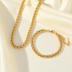 316L Stainless Steel Chains Necklaces Bracelet Jewelry Set For Women Gold Color Metal