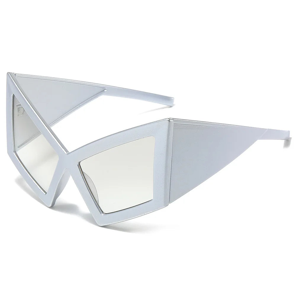 JNPCXI Fashion Oversized Cat Eye Sunglasses Women Red Shades UV400 Retro Gradient Men Wide Legs Sun Glasses