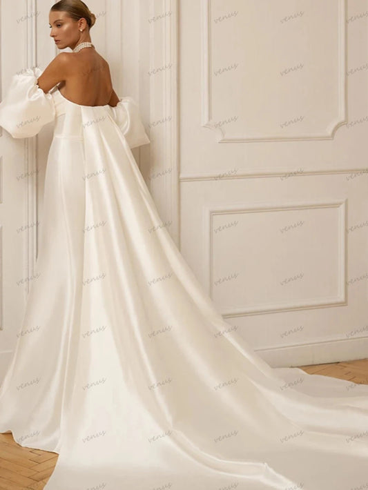 White Bridesmaid Dresses: Wedding Dresses Satin Sheath Mermaid Bridal Gowns