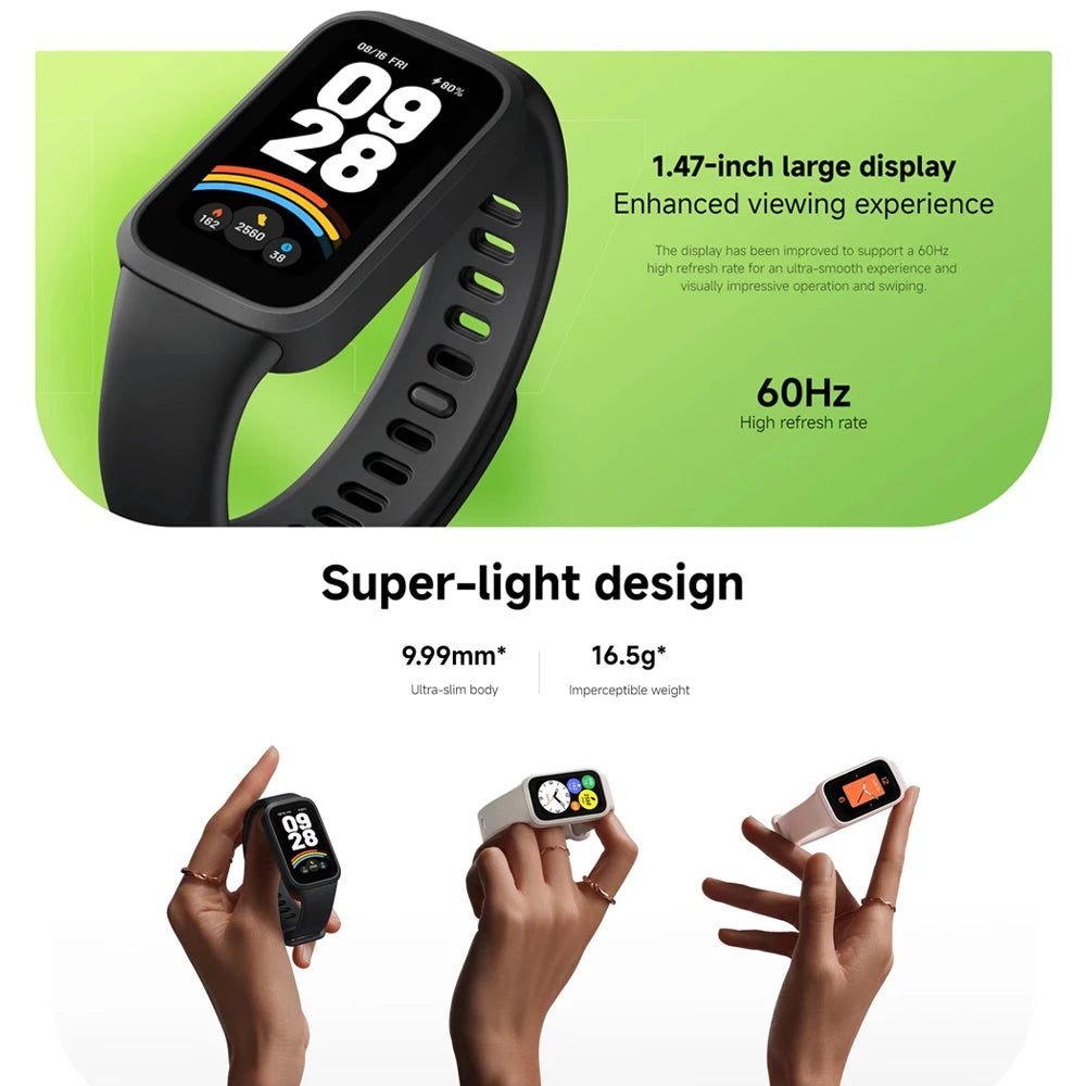 Global Version Xiaomi Smart Band 9 Active 1.47'' TFT display Xiaomi Band 9 Active Mi Band 9 Active Up to 18-day battery life