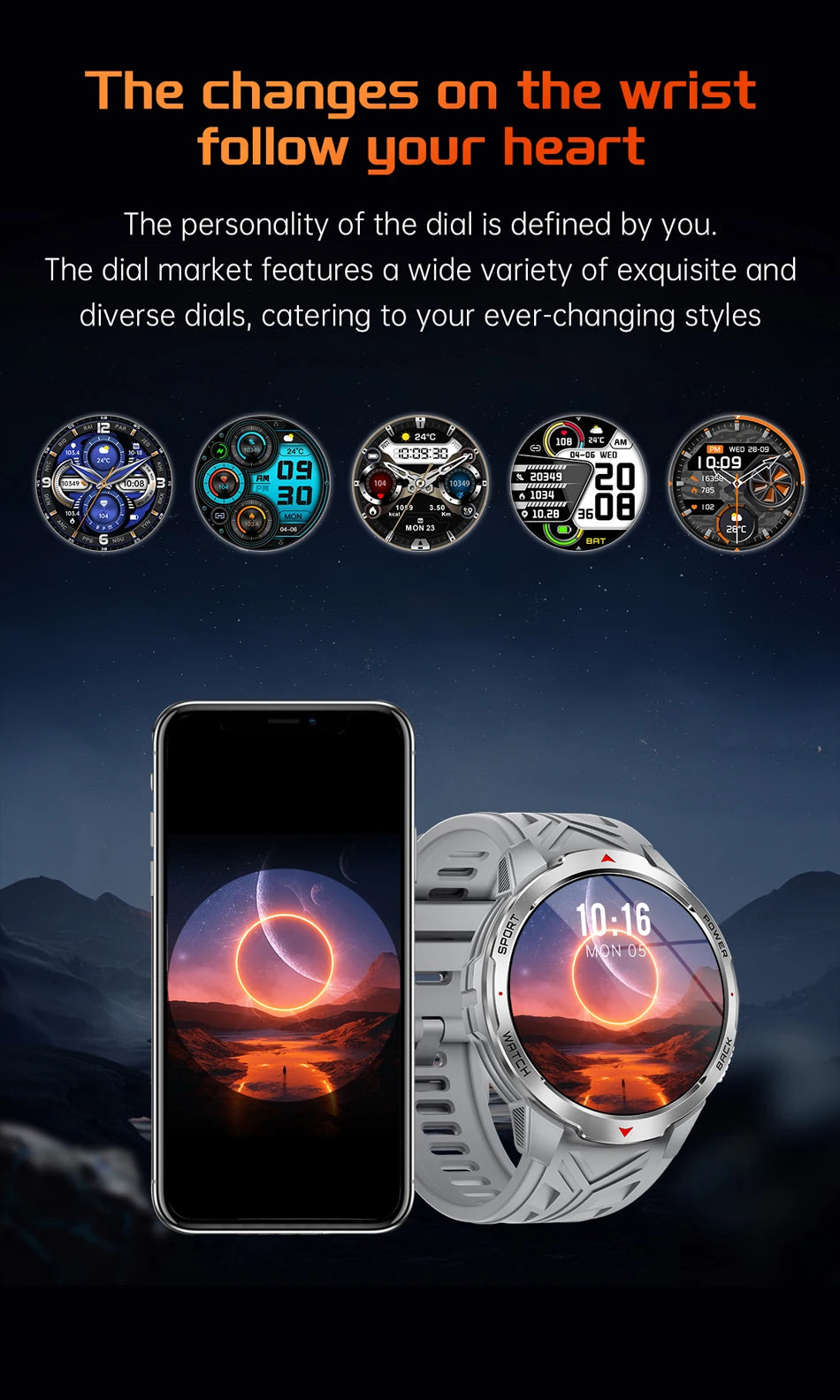 1100mAh Military Outdoor Smart Watch Men 1.7-inch Large Display Compass Sports Watch IP68 Waterproof Bluetooth Call Smartwatch