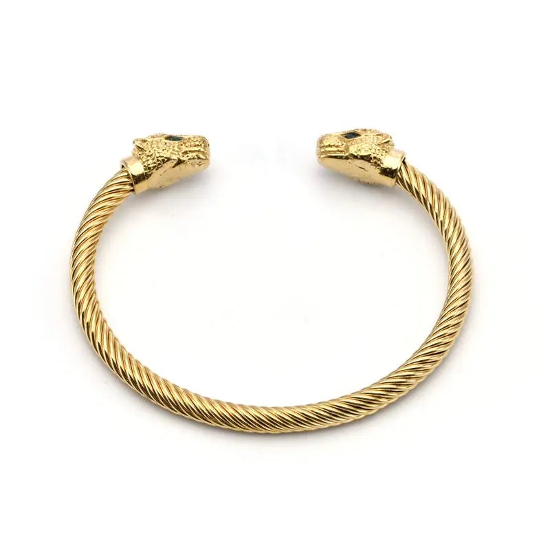 New Fashion Leopard Head Stainless Steel Open Men Women Cuff  Bangles Trendy Mesh Surface Chain Link Bracelets Pulsera