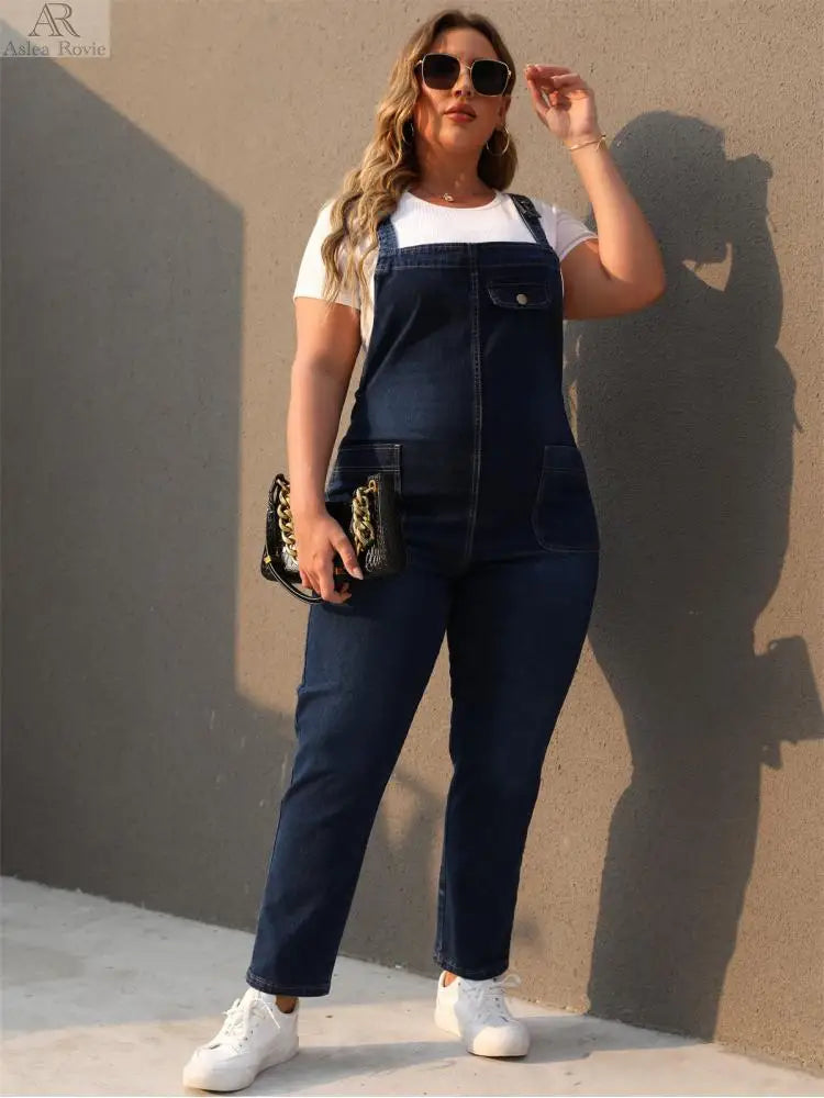 Jumpsuits Women   High waist plus size Casual Straight Ladies  Female Denim