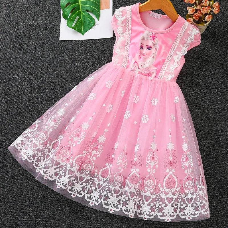 Girls Clothes Summer  Flying Sleeve Kids Dress Party Baby Dresses