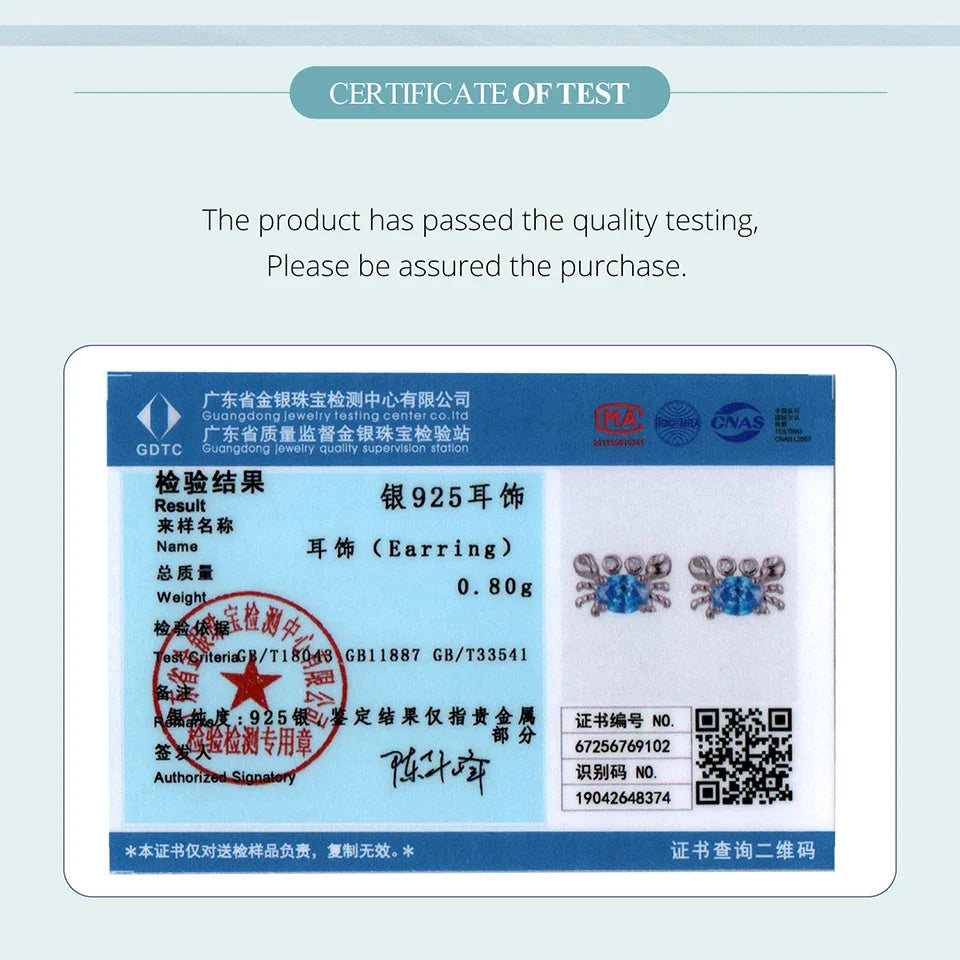 WOSTU 925 Sterling Silver Animals Cute Paws Rainbow Stud Earrings For Women Heart Oval Flower Zircon Crab Ear Studs Jewelry Gift