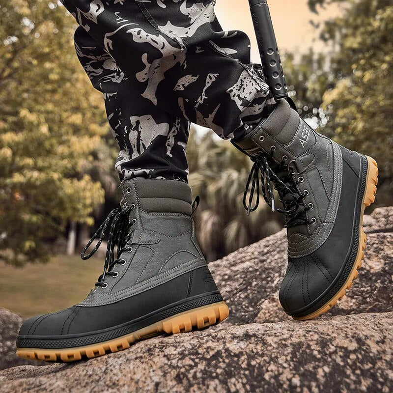 SOLIBEN Tactical Military Combat Boots Men Ankle Boot Hunting Trekking Camping Mountaineering Winter Work Shoes Casual Boots