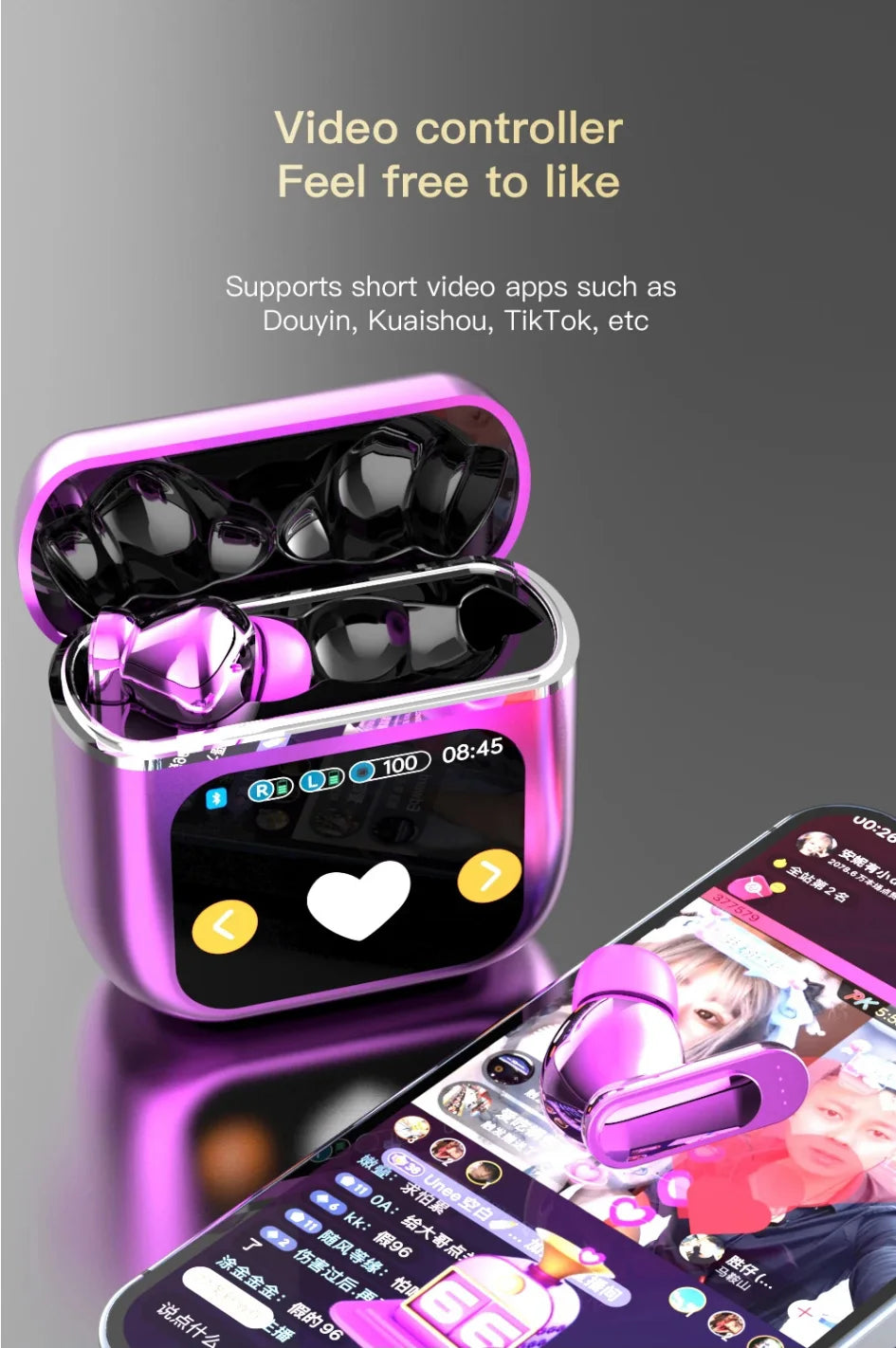 SE60 Wireless Earphones Bluetooth 5.4 LED Display Gaming Headset Sport Headphones HIFI Sound Low Latency Earbuds