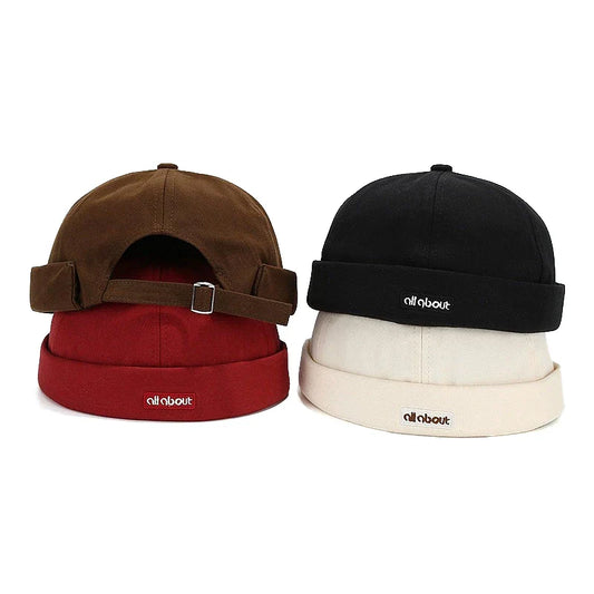 Bocca Letter Embroidery Docker Cap Without Visor Brimless Caps Solid Colors Retro Beanie Hat Adjustable Hip Hop Fashion Street