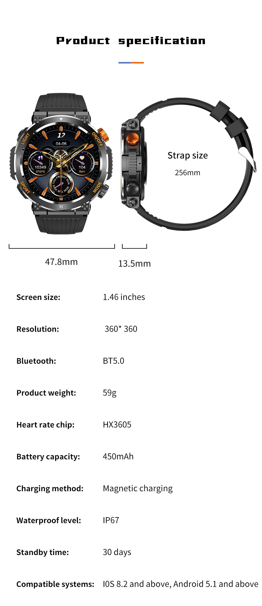 Men's Smart Watch 360 * 360 HD Touch Screen Sports Waterproof Smartwatch Health Monitoring Bluetooth Call Smart Watches
