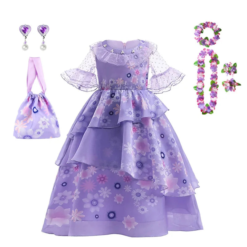Princess Purple Fancy Ruffles Birthday Party Dress Up Gown For Girls Halloween