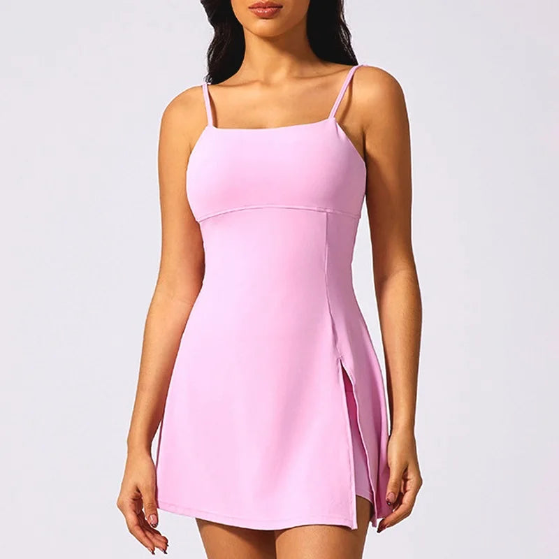 Cloud Hide Safe Sports Dress Golf Tennis Gym Yoga Dresses Women Girl Running Workout Long Skirts Fitness Outdoor One Piece Dress