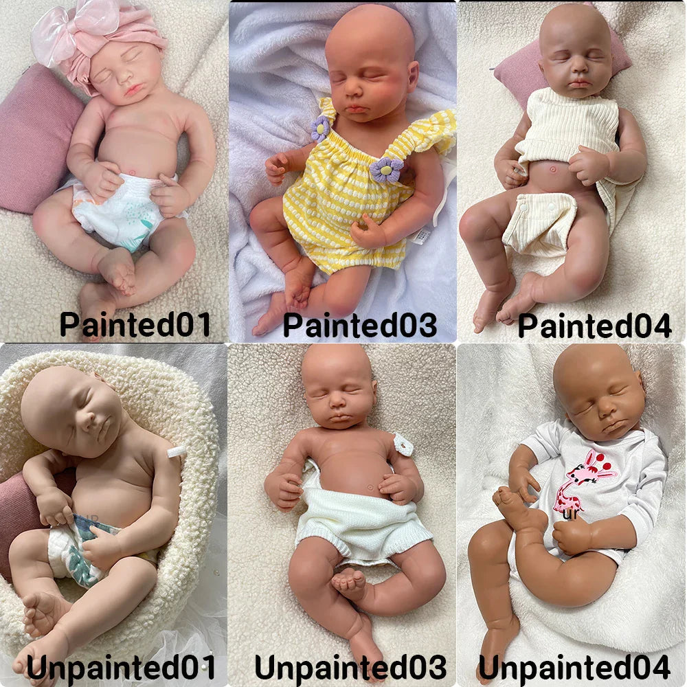 Full Body Silicone Reborn Baby Girl Loulou 20Inch 1:1 Lifelike Silicone Bebe Washable Newborn Dolls for Kids Teaching