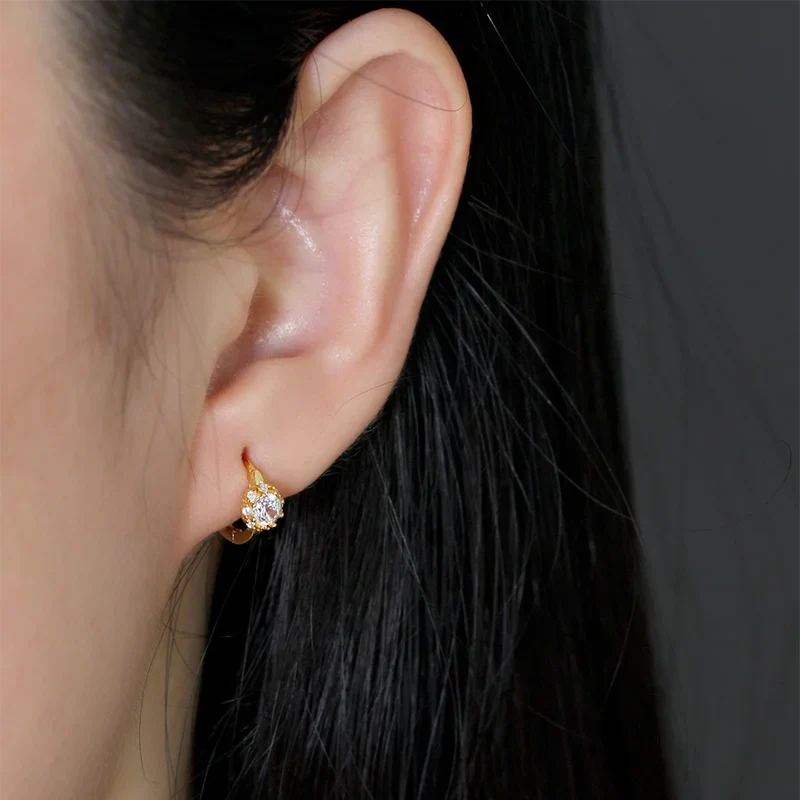 WANTME 925 Sterling Silver Luxury Shiny Zircon Huggies Hoop Earrings for Women Fashion Elegant Charms Wedding Party Jewelry Gift