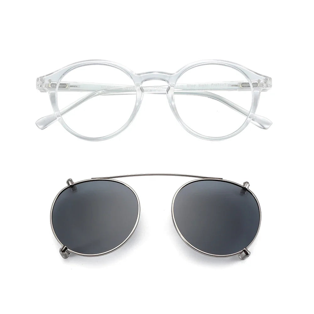 ZENOTTIC Steampunk Style Glasses (Anti Blue Light Blocking Eyewear) + Clip Lenses（Polarized Sunglasses Clips）for Women Men