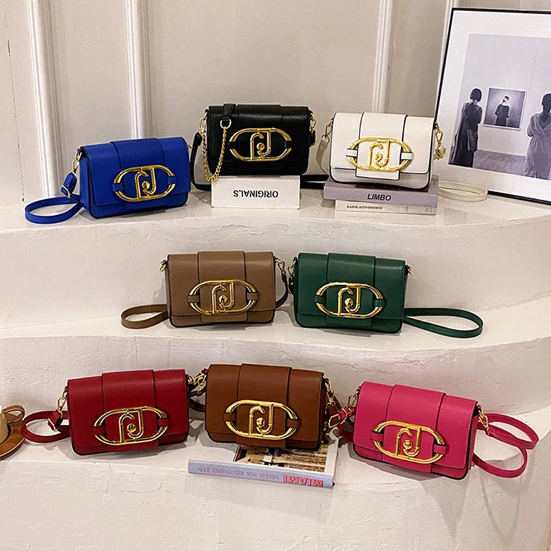 Handbags For Women Metal Buckle Flap Square Shoulder Bags Fashion