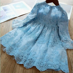 Kids Dresses For Girls Flower Lace Tulle Dress Wedding Little Girl Ceremony Party