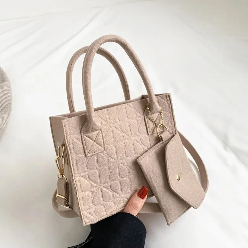 Zipper Messenger Bag Solid Color Felt Women Shoulder Bag Luxury Designer