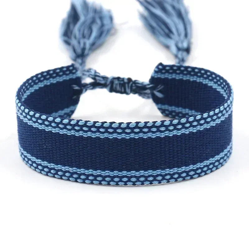Ethnic Personality Braided Fabric Bracelet for Women Bohemian Adjustable Bracelet Handmade Wrist Bracelet Tassel Fashion Jewelry