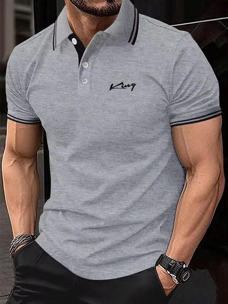 New Polyester Men's Polos Solid Color Classic Polo Shirt Men Short Sleeve Top Quality Casual Business Social Polo Shirt Men