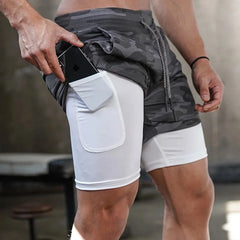 Running Shorts Men Gym Sports Shorts 2 In 1 Quick Dry Workout Training Gym