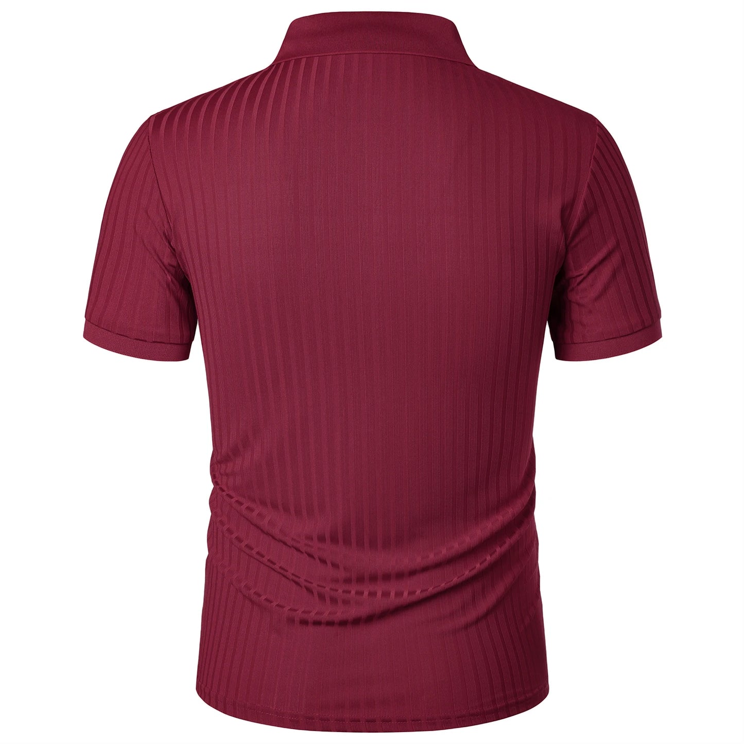 Men's running sports fitness wear summer high stretch vertical short-sleeved POLO shirt slim knit base shirt
