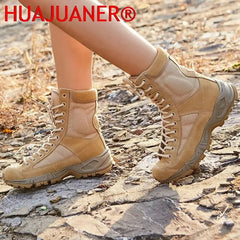 Men Combat Tactical Boots Outdoor Hiking Desert Leather Ankle Boots Military