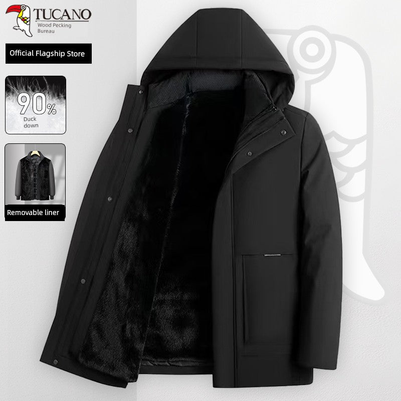 Woodpecker Men Fleece-lined Thickened Middle-Aged and Elderly Heattech Dad