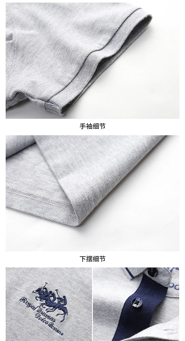 Summer New Men's Embroidered Polo Collar 100% Cotton Short Sleeved Polo Shirt Fashion Solid Color Casual Top T-shirt M-4xl