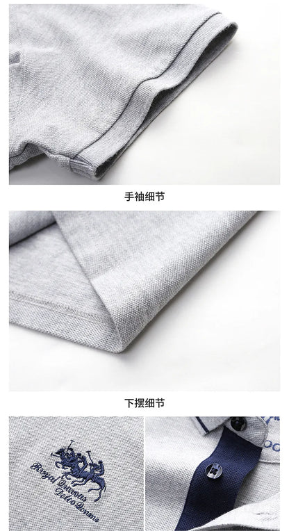 Summer New Men's Embroidered Polo Collar 100% Cotton Short Sleeved Polo Shirt Fashion Solid Color Casual Top T-shirt M-4xl