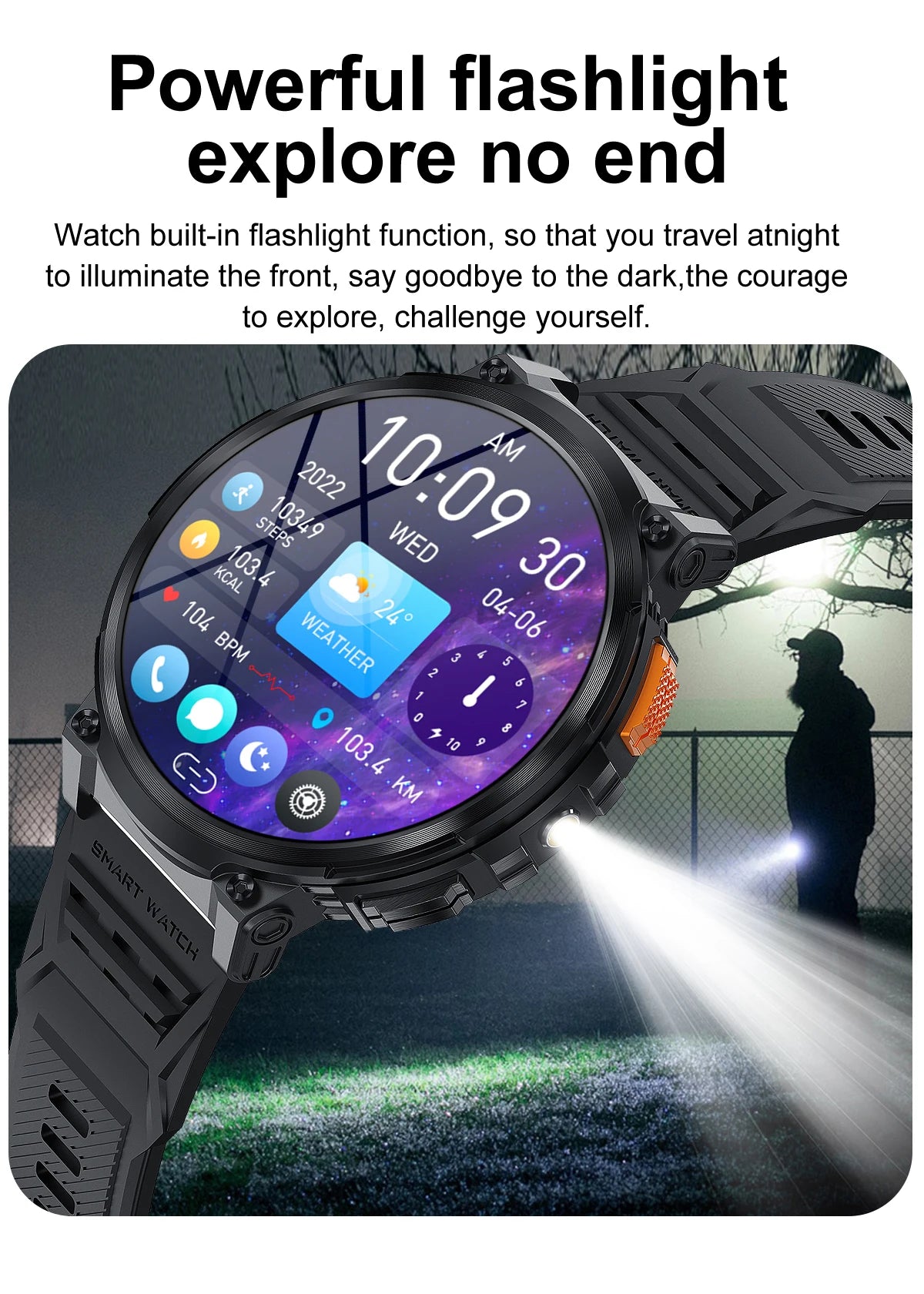 LIGE 1.85” HD Screen LED Flashlight Smart Watch Men 730mAh Large Battery BT Call Man Bracelet Waterproof Fitness Men Smartwatch