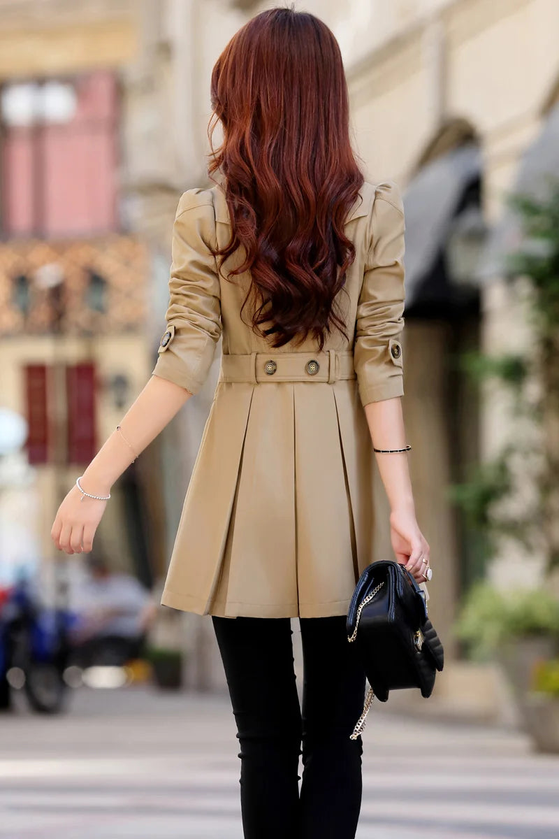 Trench Coat Women Double-Breasted Trench Coat Lace Female Autumn Casual Coats