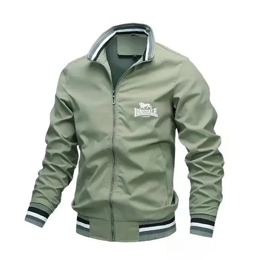 Logo Aviator Stand Collar Jacket Men's Casual Slim Baseball Jacket