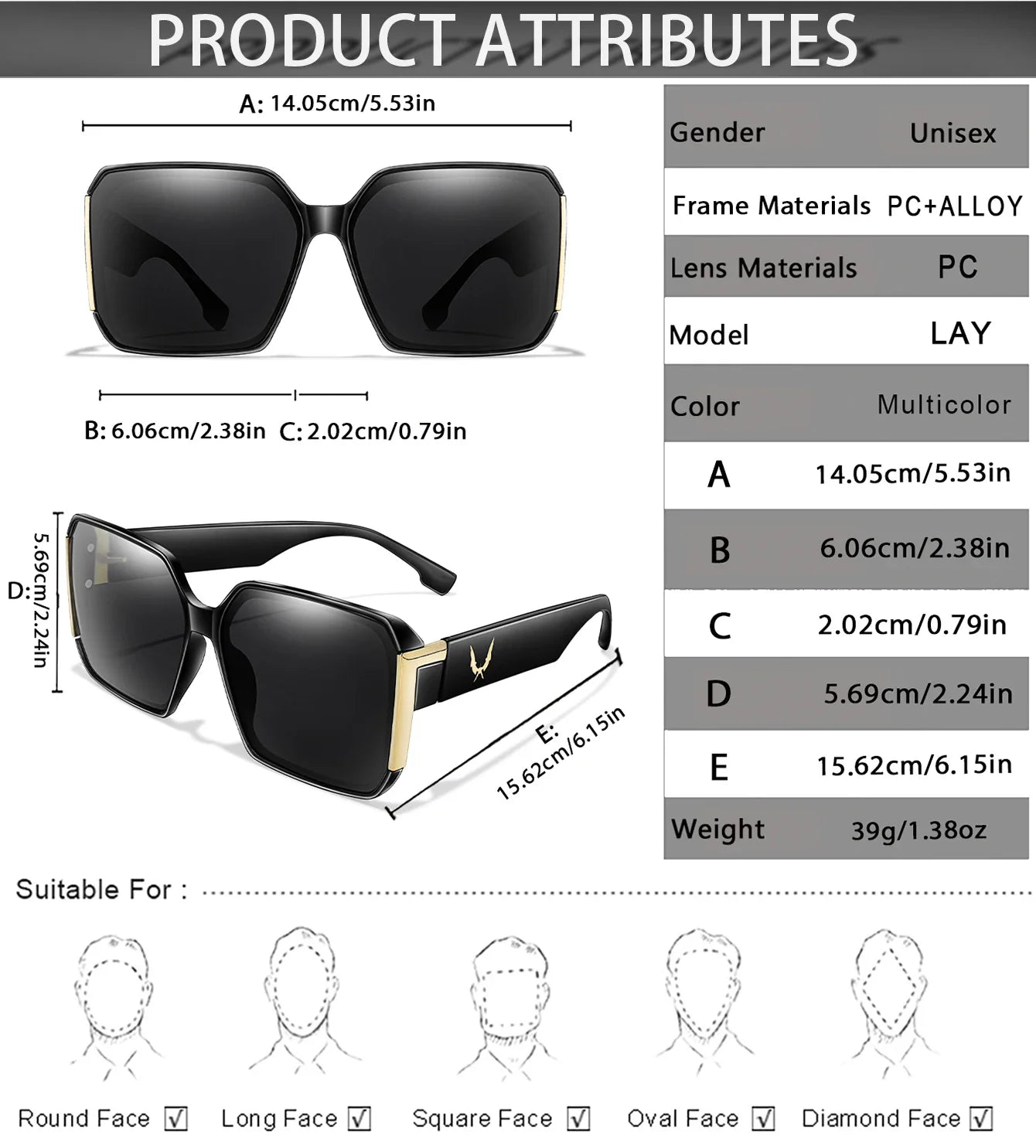 Fashion Sunglasses for Women Casual Square Shades with UV Protection for Daily wearing, Fishing, Driving, Golf, Travel With Box