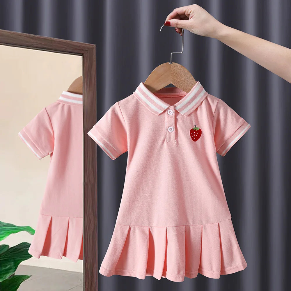 Baby Girls Dress Summer Pink Cute Elegant Princess Dress POLO Style