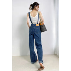 Slouchy Baggy Jeans Women Clothes Ladies Streetwear Asymmetry Blue High Waisted