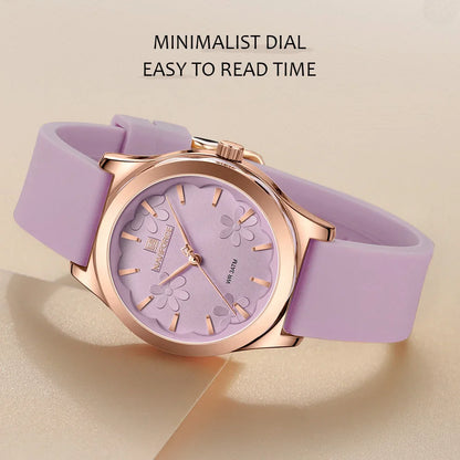 NAVIFORCE Watches for Women Creative Fashion Flower Dial Wristwatch Ladies Quartz Waterproof Shockproof Female Clock Gifts 2024