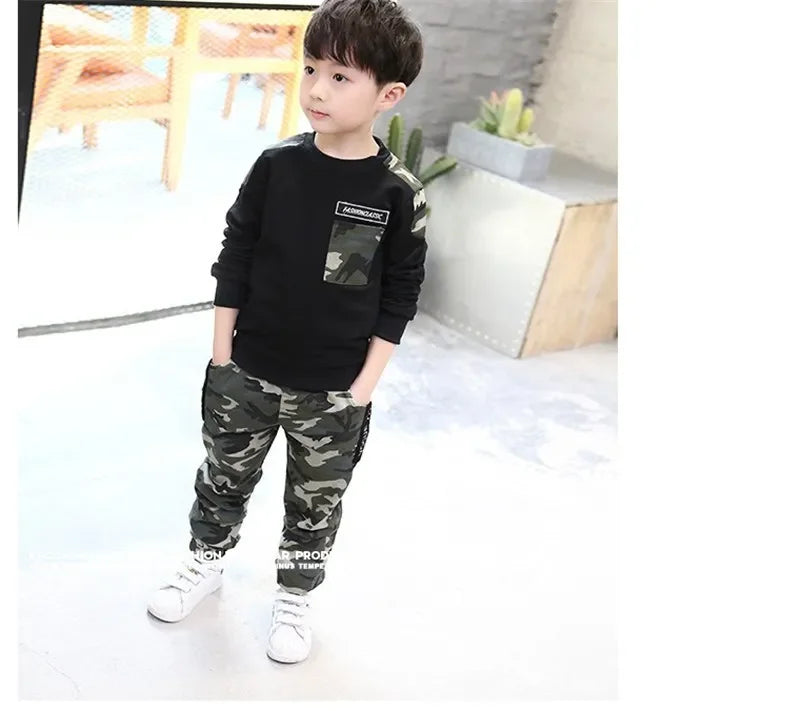 Kids Sport Clothing Sets Boys Tracksuit Autumn Camouflage Children Tops Pants 2Pcs Kit Outfit Teenager Boys Camouflage Tracksuit