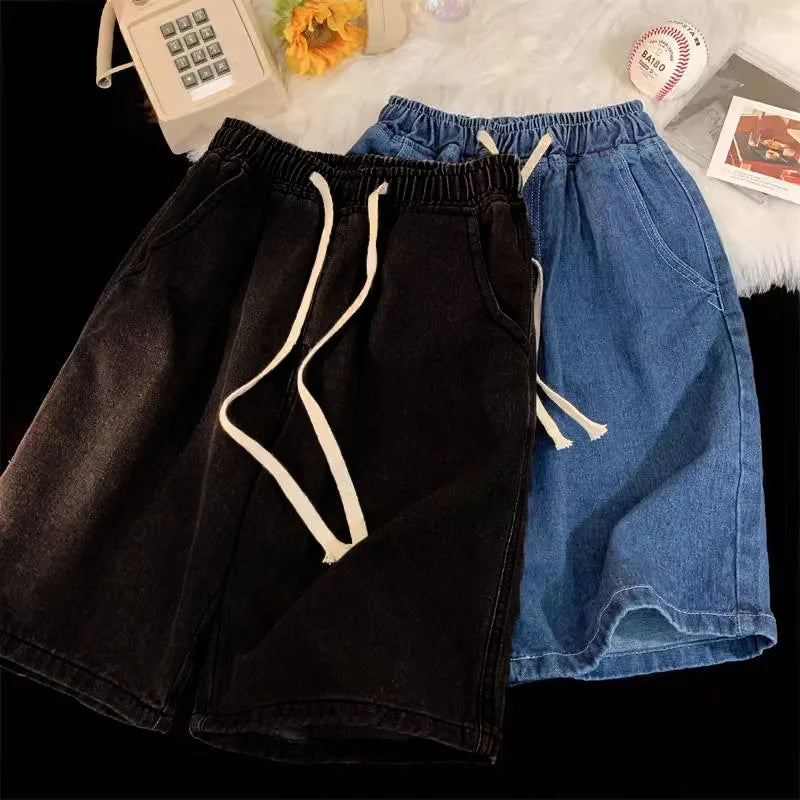Shorts Jeans Men Denim Pants Stretch Dark Blue Fashion Design Men's Jeans