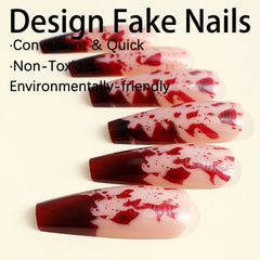 24pcs Halloween Blood Drops Gradient False Nails Press On Super Long Ballerina Nails