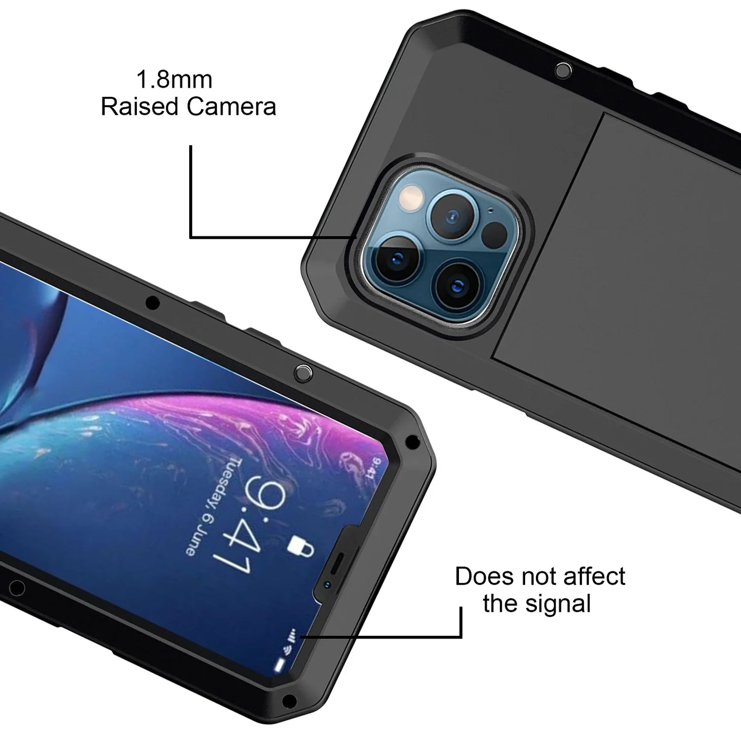 Heavy-duty protective armor metal aluminum shell iPhone 17 16 15 14 13 Mini 12 Pro 11 XS Max XR 16e shockproof protective case