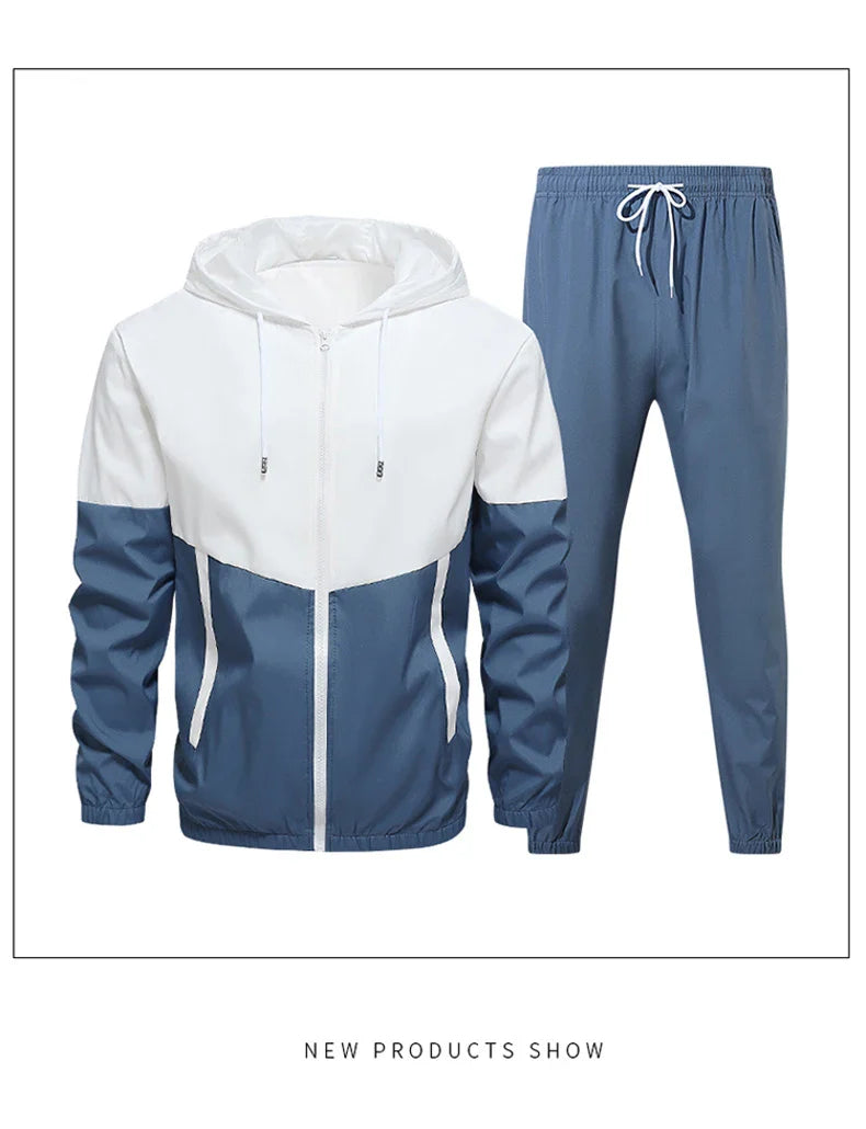 CHRLCK Men's Running Sportswear Suits Breathable Clothes Sports Joggers Training Gym Fitness Tracksuit Sets Men