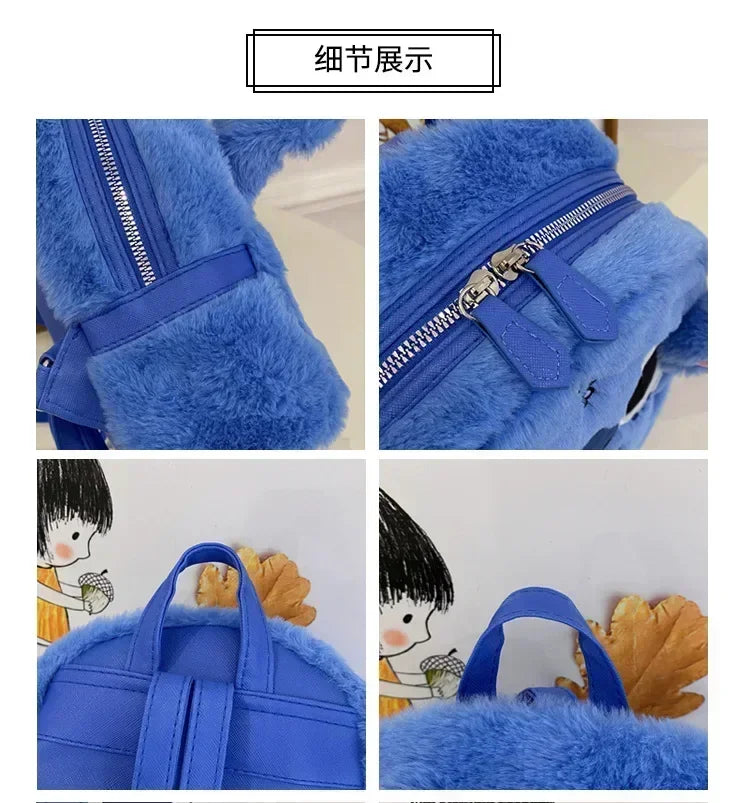 Disney high-quality sewn plush backpack cartoon fashion 3D mini women's backpack large capacity cute children's school bag