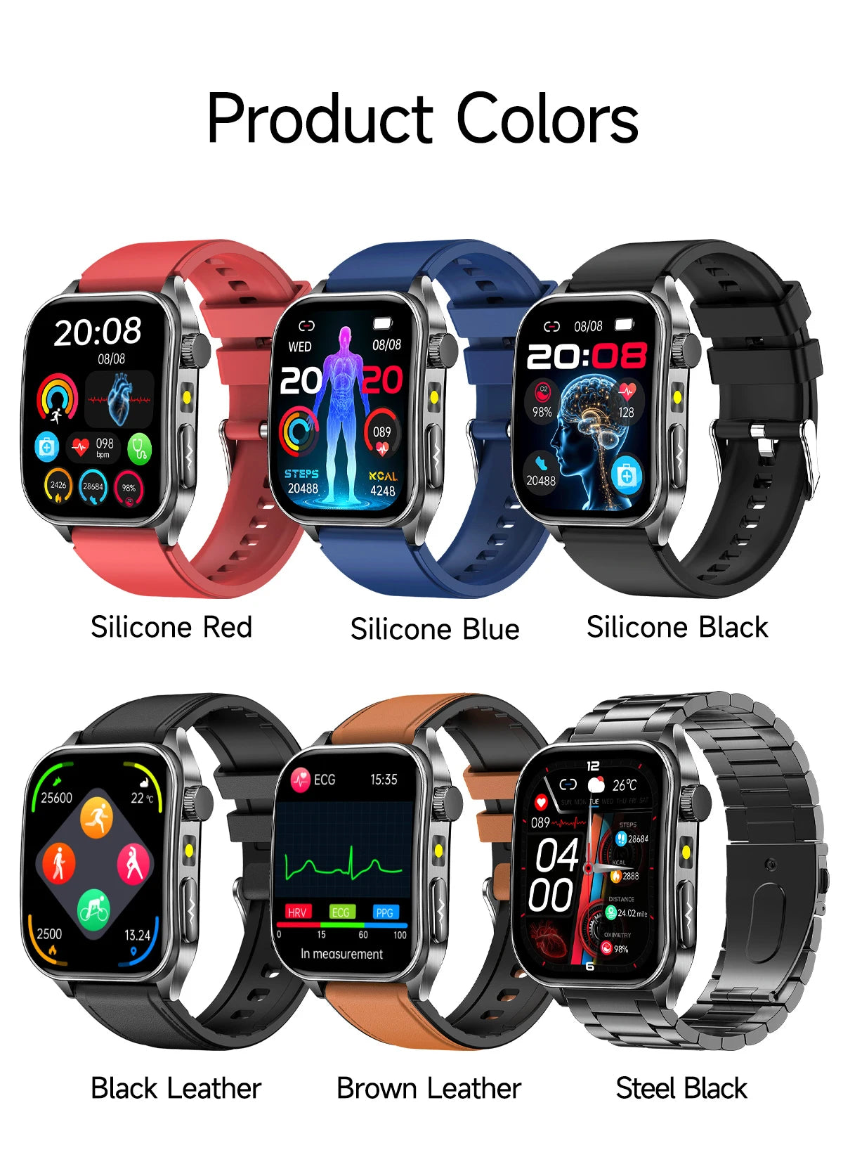 2025 Laser Treatment Three High SmartWatch 1.95" Sapphire Curved Screen ECG+PPG Blood fat Uric Acid Health Diagnosis Smartwatch