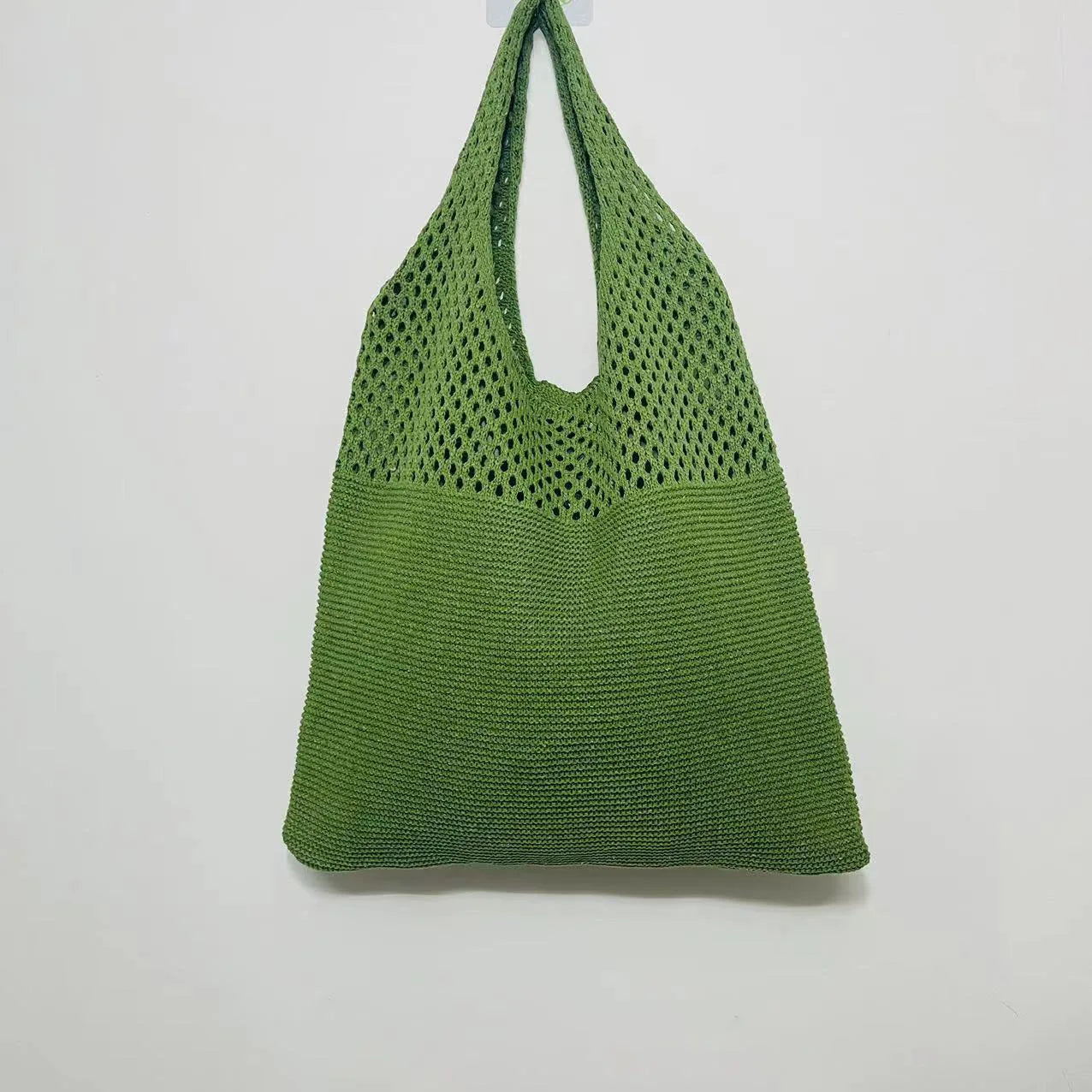 Crochet Solid Color Versatile Shoulder Bag, Hollow Weaving Slouchy Stylish Tote Bag