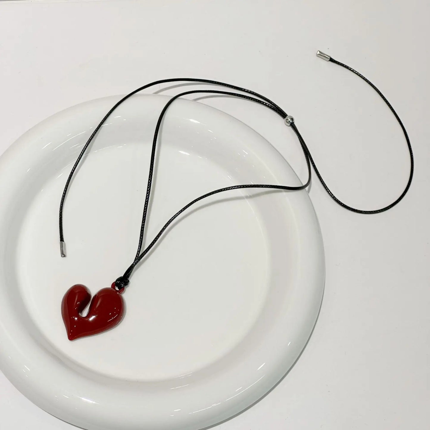 LATS New Heart Pendant Necklace for Women Men 85CM Adjustable Pull-out Sweater Chain Fashion Jewelry Accessory Gift