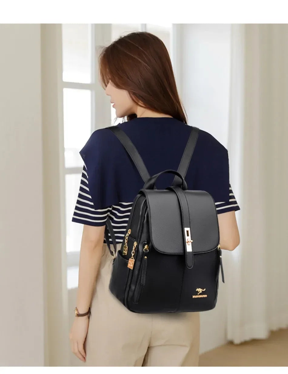 Women Large Capacity Backpack High Quality Leather Vintage Bags for Women School Bags Travel Rucksack Ladies Bookbag Knapsack