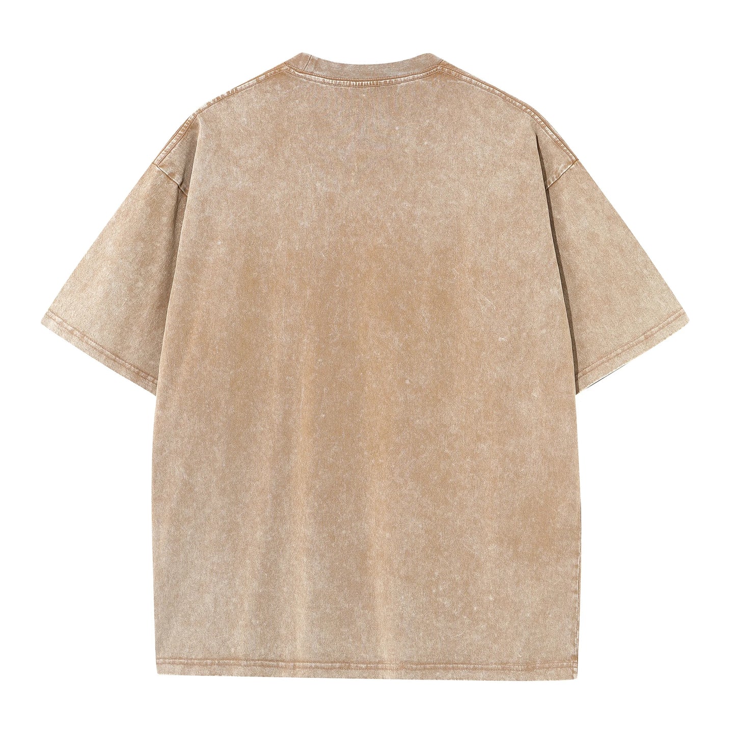 Men's summer pure cotton distressed retro drop shoulder T-shirt solid color loose casual breathable men's casual T-shirt tops