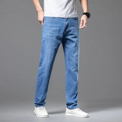 Straight Loose Lightweight Stretch Jeans Classic Style Business